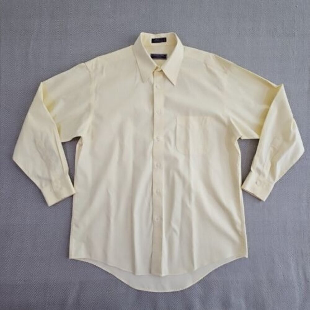 Roberto Villini Button-Up Shirt Men's 16 32-33 Yellow Long Sleeve Non-Iron‎